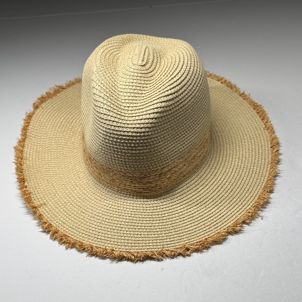 Stylish Tan Straw Beach Hat with Fringe
